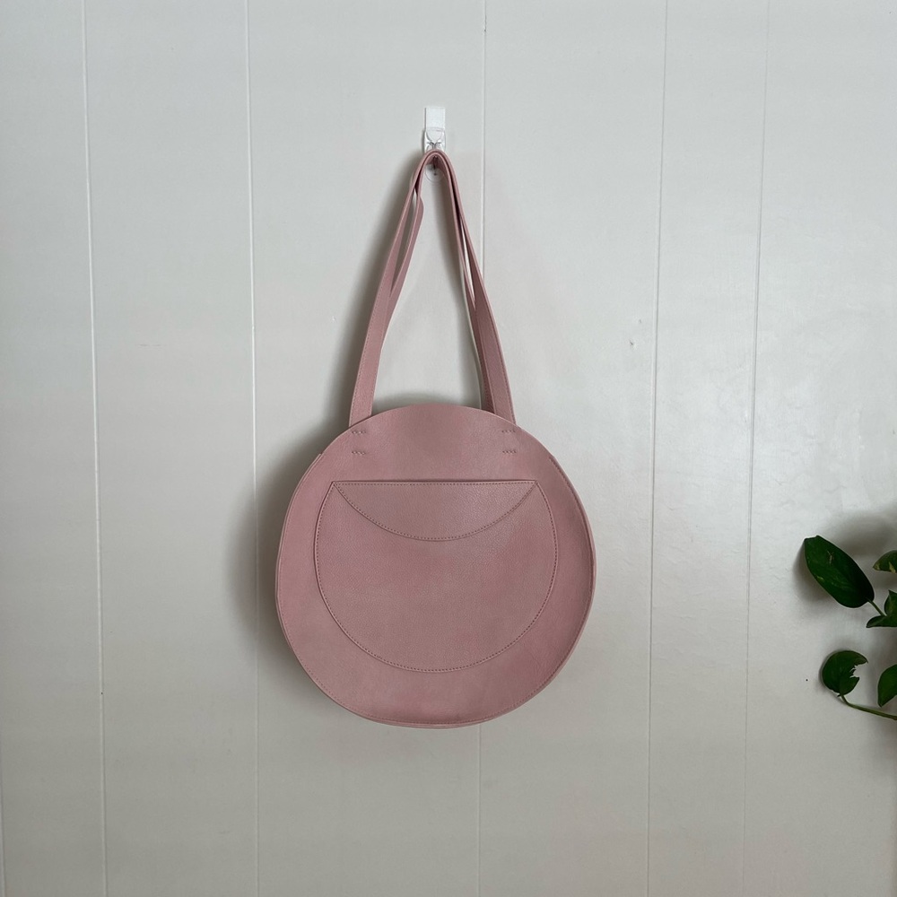 Marloe Handmade Dusty Rose + Blush Leather Circle Bag EUC